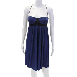 Mara Hoffman Womens Silk Two-Toned Sweetheart Neck Mini Tank Dress Navy Size XS